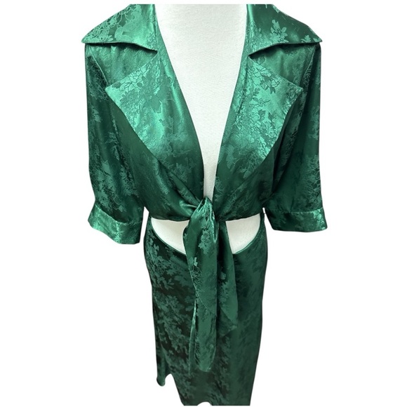 Ronny Kobo Carol Collared Faux Wrap Maxi Dress In Green Size Large - Picture 4 of 14